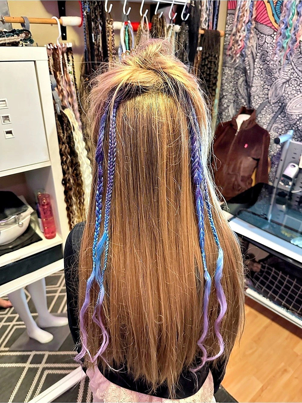 Purple & Blue Braided Clip-In Hair Extensions